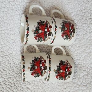 Vintage O' Christmas tree ceramic tea cups set of 4